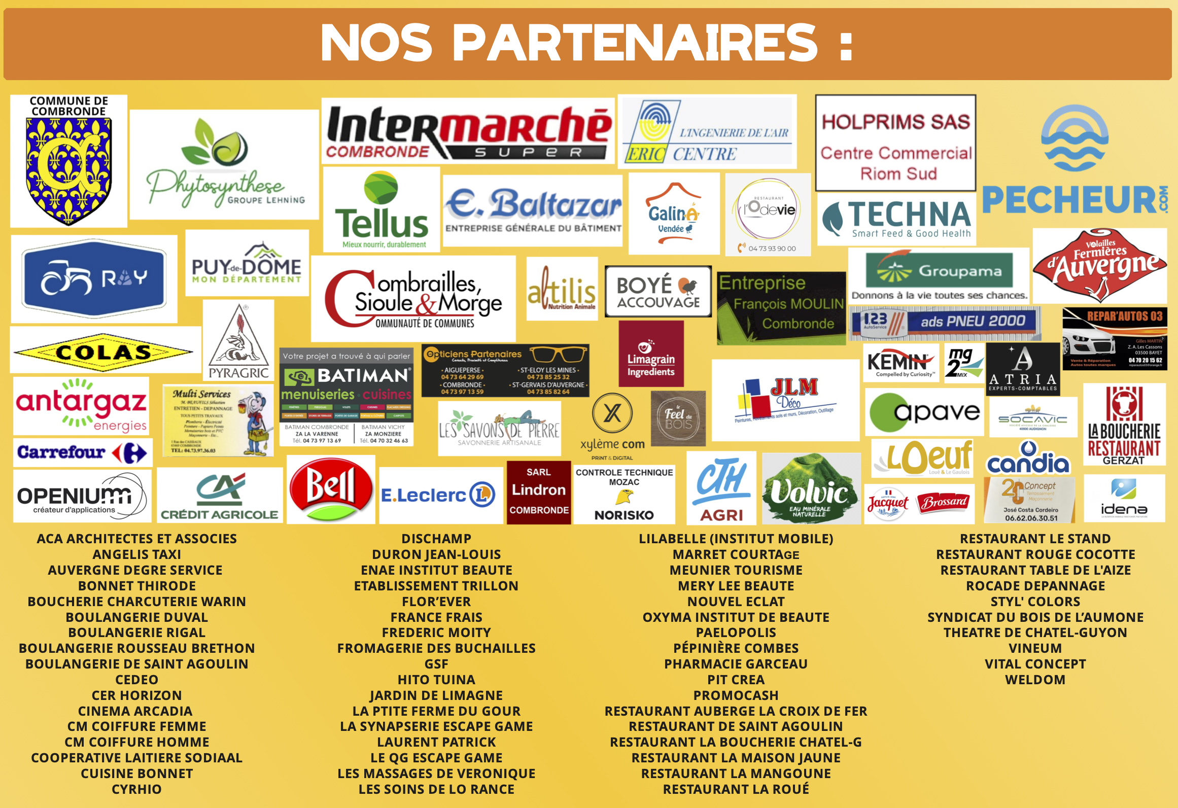 Logos des partenaires du Téléthon Pays de Combronde